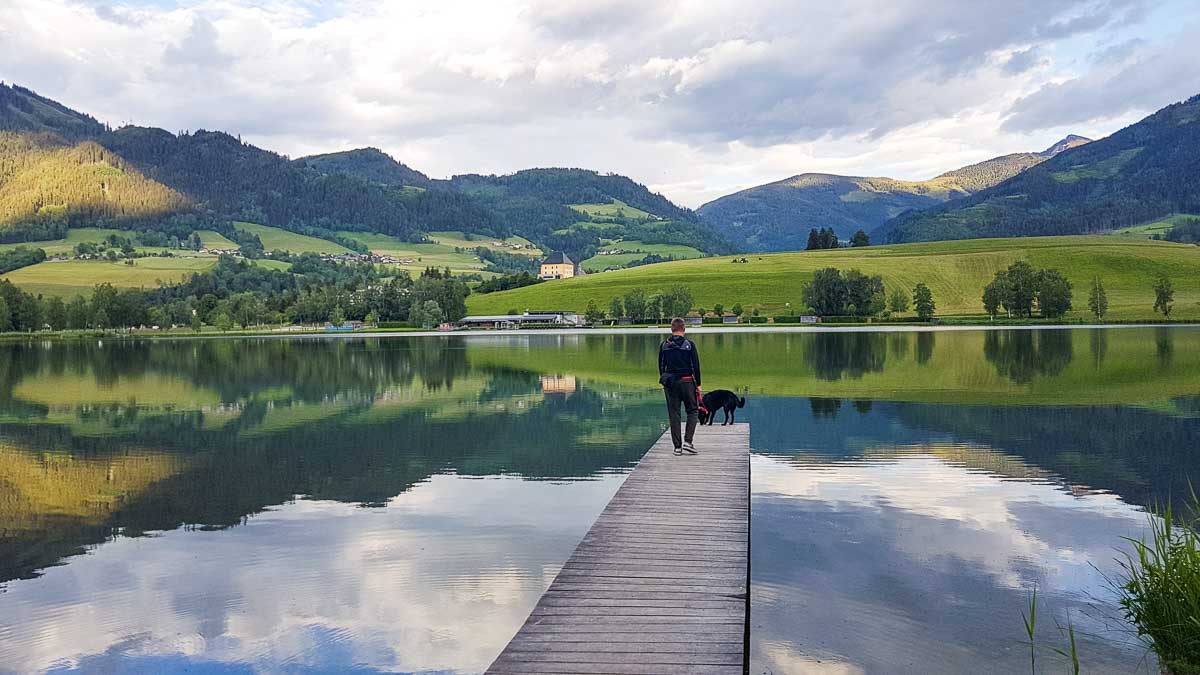 putterersee grimming abends mit steg