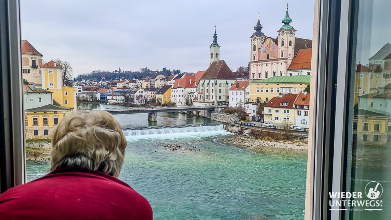 ausblick hotelzimmer Steyr auf die Flüsse