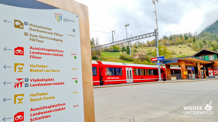 landwasserwelt schild bei filisur bernina express