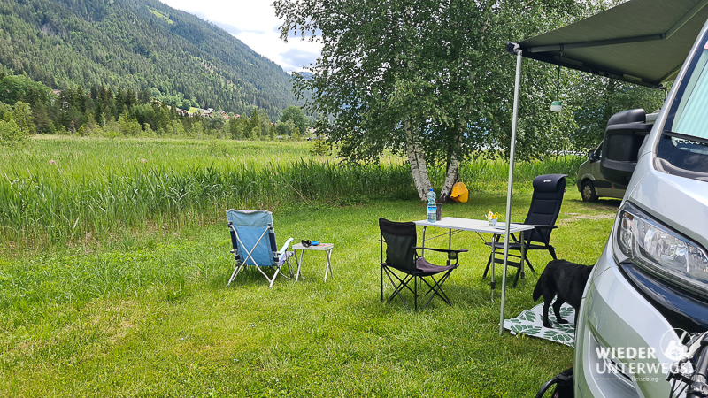 seecamping müller kastenwagen am schilf weissensee