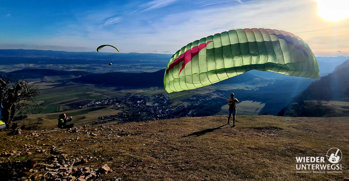 Take off wiese hohe wand beim skywalk