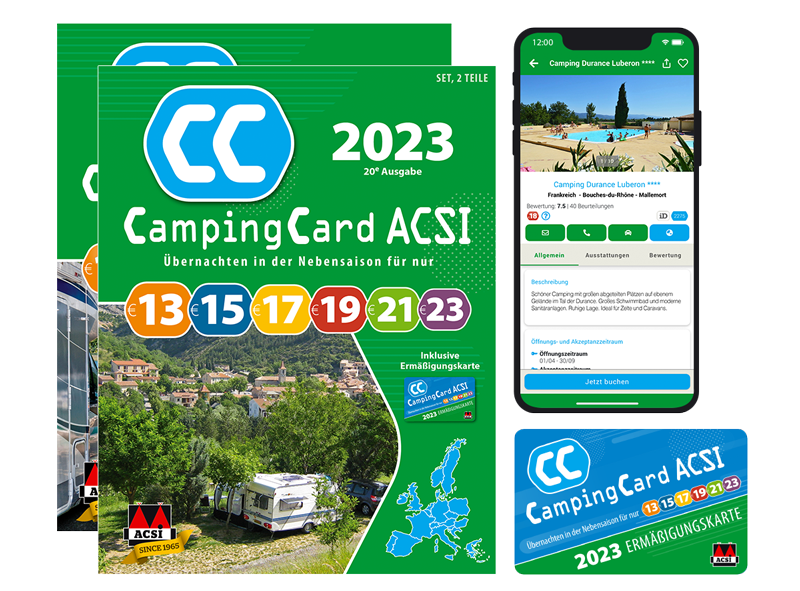 acsi campingcard führer mit card und app