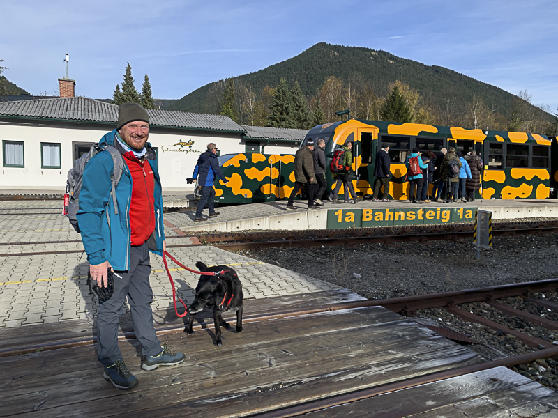 Einsteigen Schneebergbahn