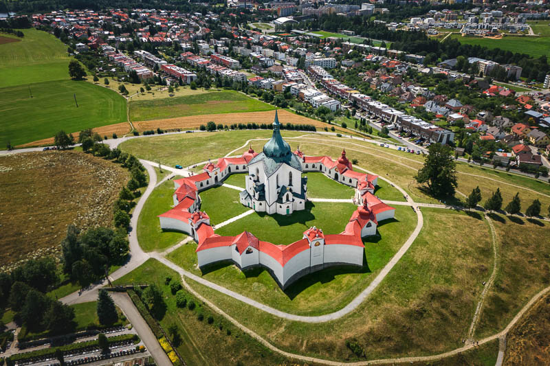 wallfahrtskirche tschechien nepomuk von oben