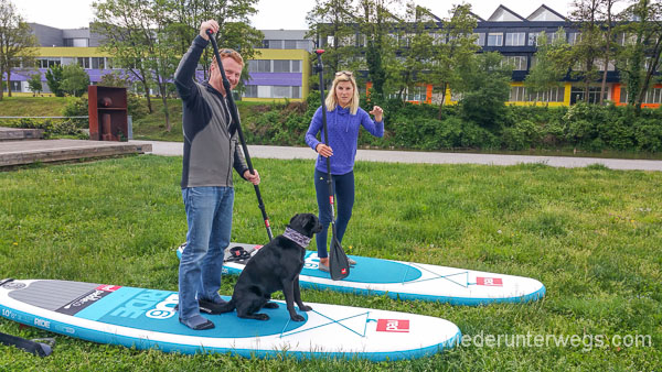 SUP mit Hund in Slowenien in Laibach